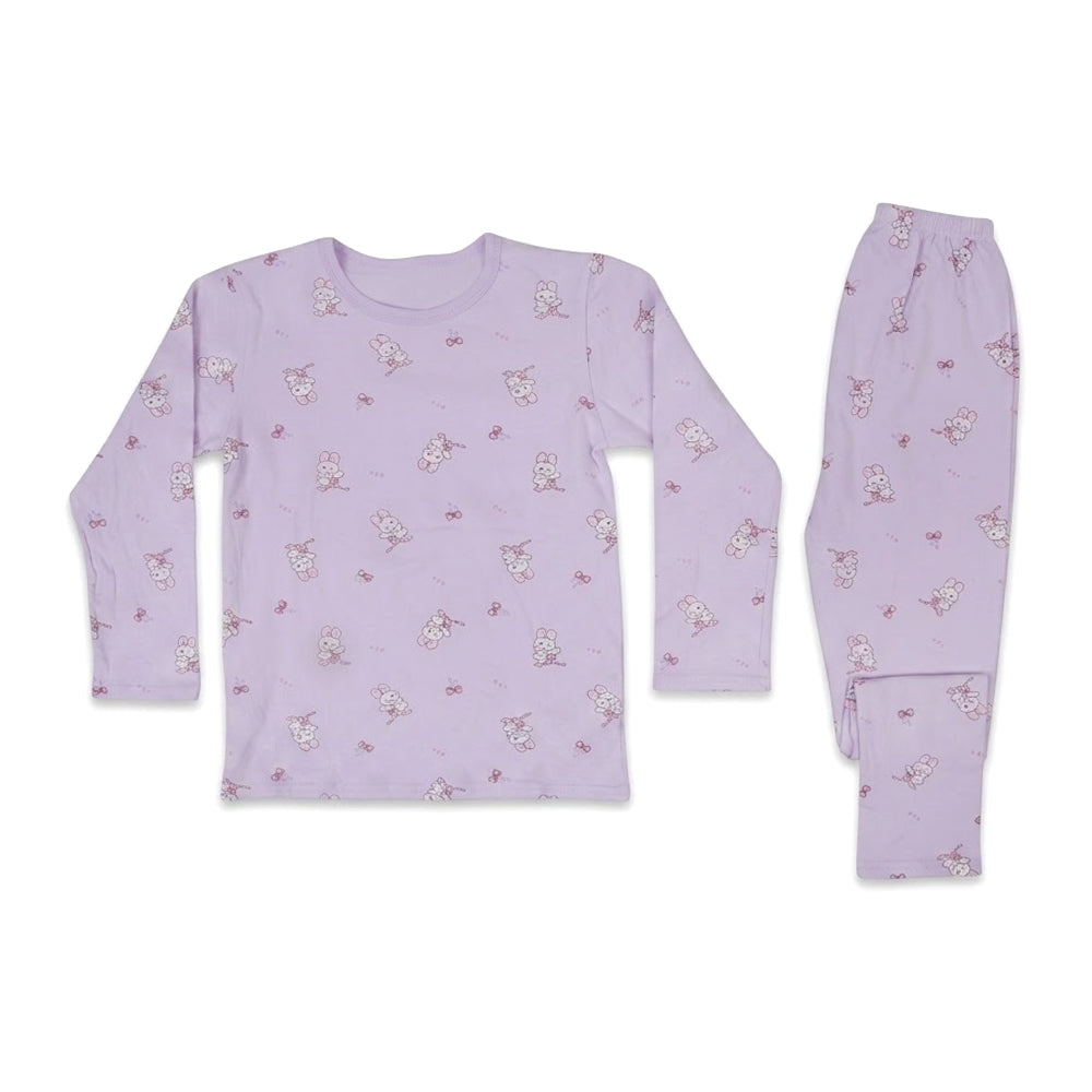 GIRLS L/S 2PC L/W SLEEPING SUIT L-PURPLE 6-7YEAR ZHS-26 7286
