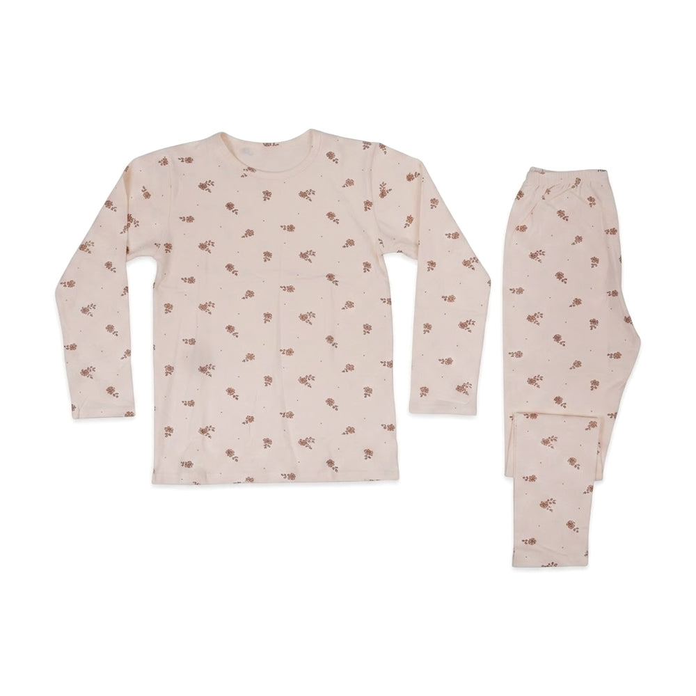 GIRLS L/S 2PC L/W SLEEPING SUIT OFF WHITE 8-9YEAR ZHS-26 728
