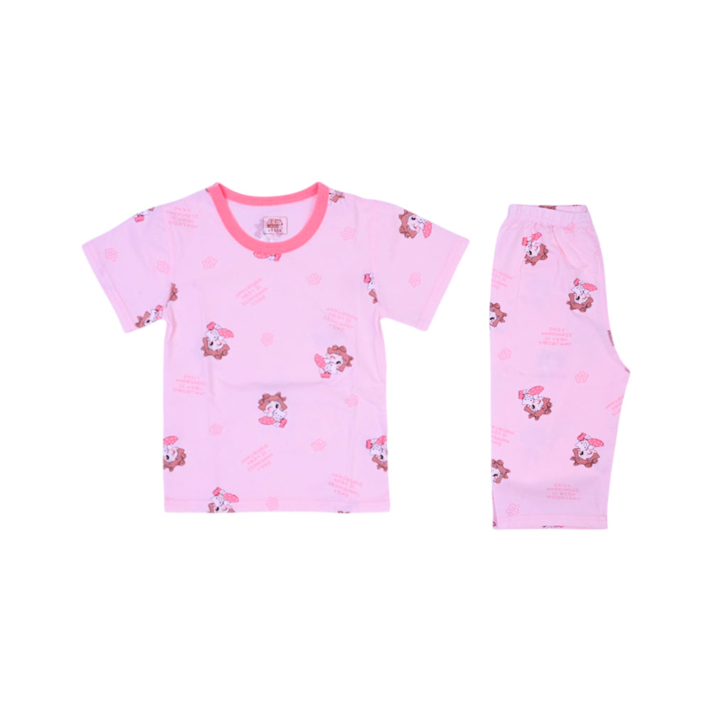 GIRLS S/S 2PC SLEEPING SUIT PINK 4-5YEAR ZHS-26 8141 1.G