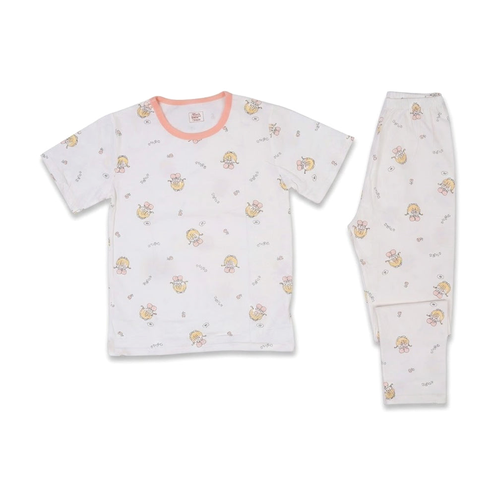 GIRLS S/S 2PC SLEEPING SUIT OFF WHITE 8-9YEAR ZHS-26 8139 1.