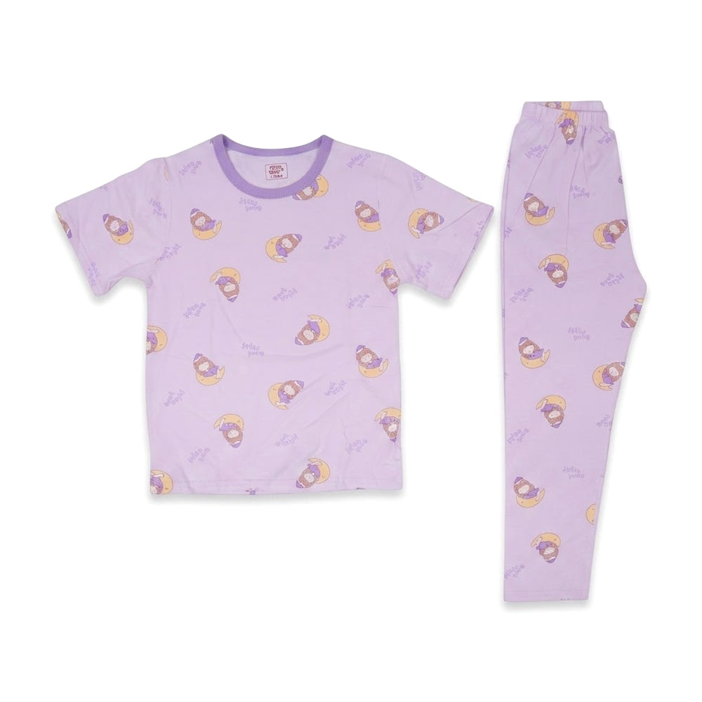 GIRLS S/S 2PC SLEEPING SUIT PURPLE 6-7YEAR ZHS-26 8140 1.G