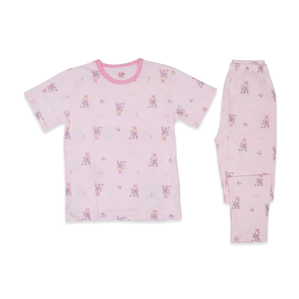 GIRLS S/S 2PC SLEEPING SUIT PINK ZHS-26 8140 1.G