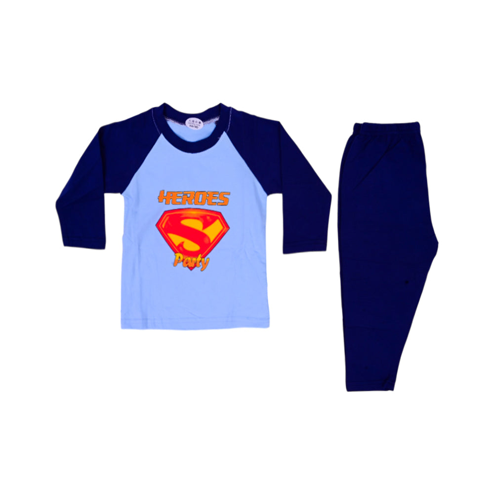 BOYS L/S 2PC L/W SLEEPING SUIT SKY BLUE 12-18M ZHS-26 5705 I