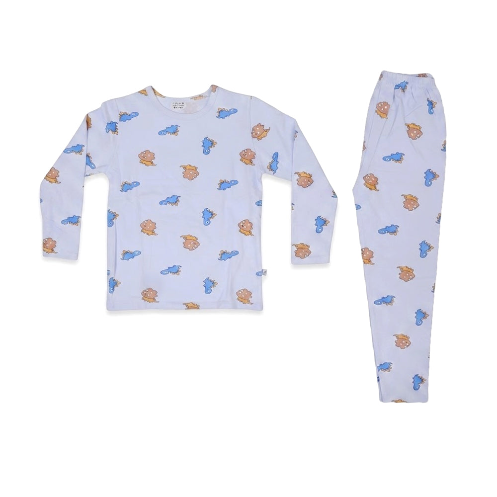 BOYS L/S 2PC L/W SLEEPING SUIT SKY BLUE 5-6YEAR ZHS-26 6001