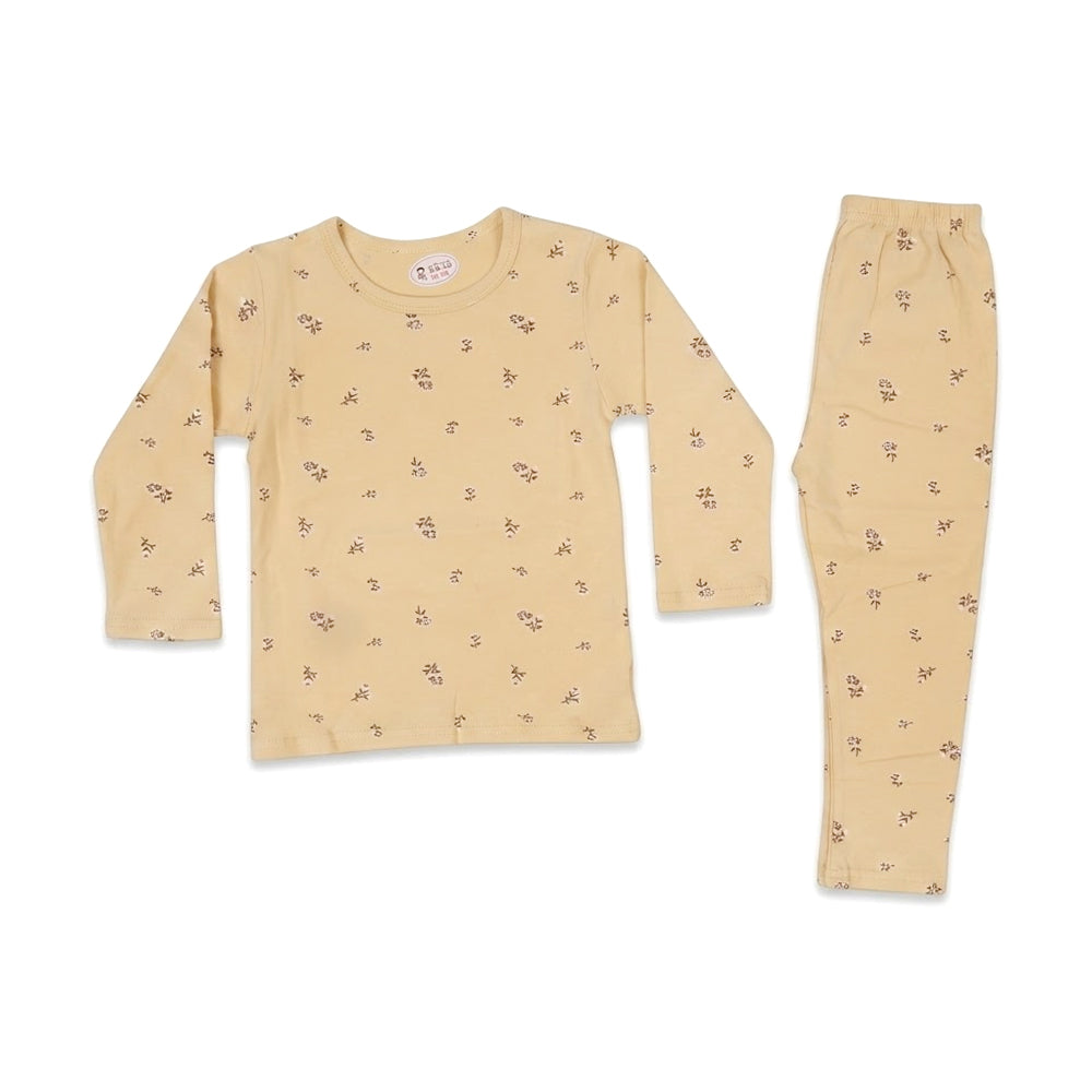 GIRLS L/S 2PC L/W SLEEPING SUIT BEIGE 18-24M ZHS-26 7285 I.G