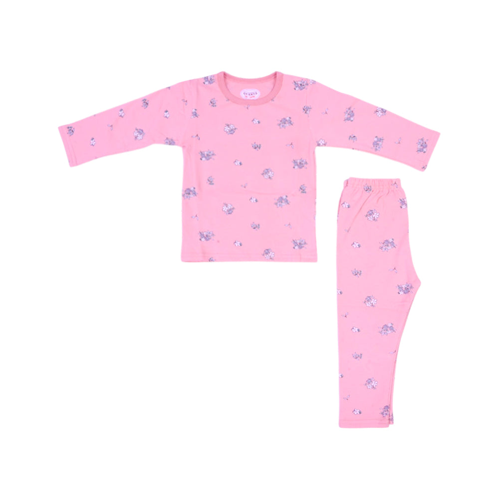 GIRLS L/S 2PC L/W SLEEPING SUIT T-PINK 12-18M ZHS-26 7285 I.