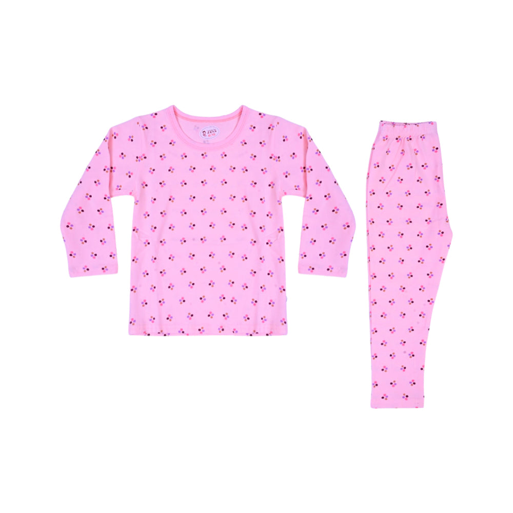 GIRLS L/S 2PC L/W SLEEPING SUIT PINK 12-18M ZHS-26 7285 I.G