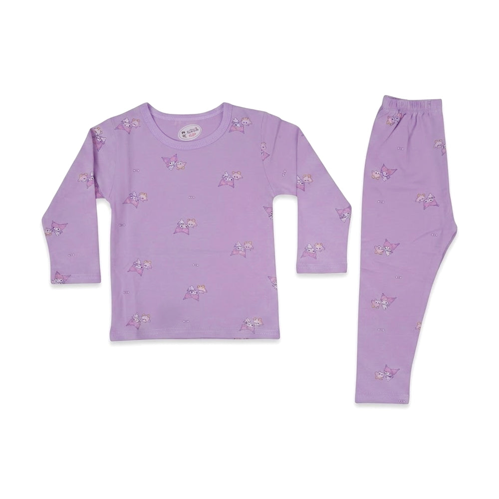 GIRLS L/S 2PC L/W SLEEPING SUIT L-PURPLE 12-18M ZHS-26 7285