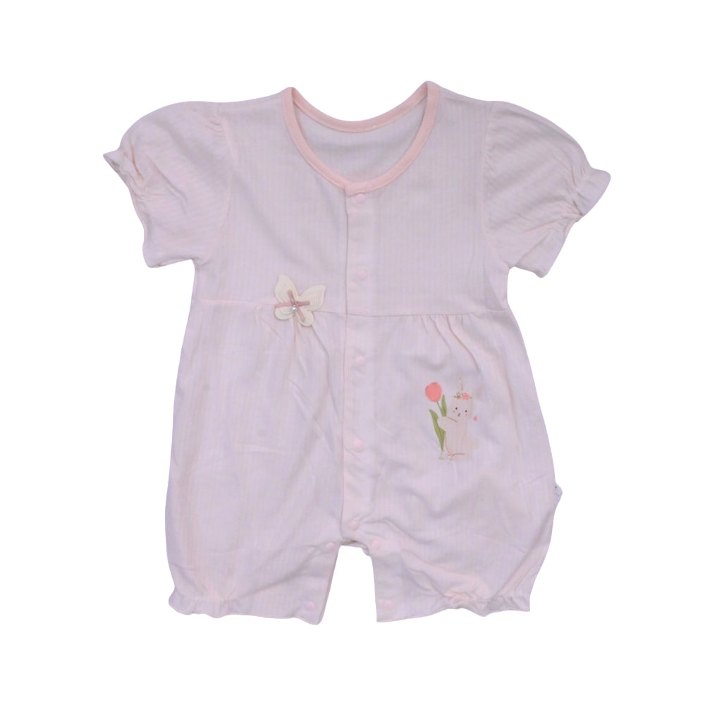 GIRLS S/S KNIT ROMPER PINK 9-12M ZHS-26 8013 I.G