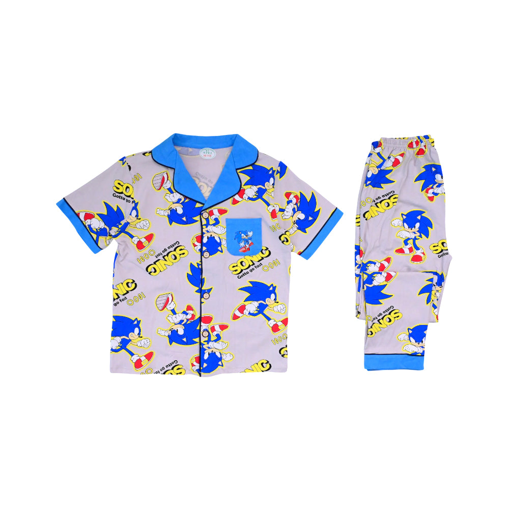 BOYS S/S 2PC SLEEPING SUIT F/O 7-8YEAR GREY BLUE NO-1 IR-26