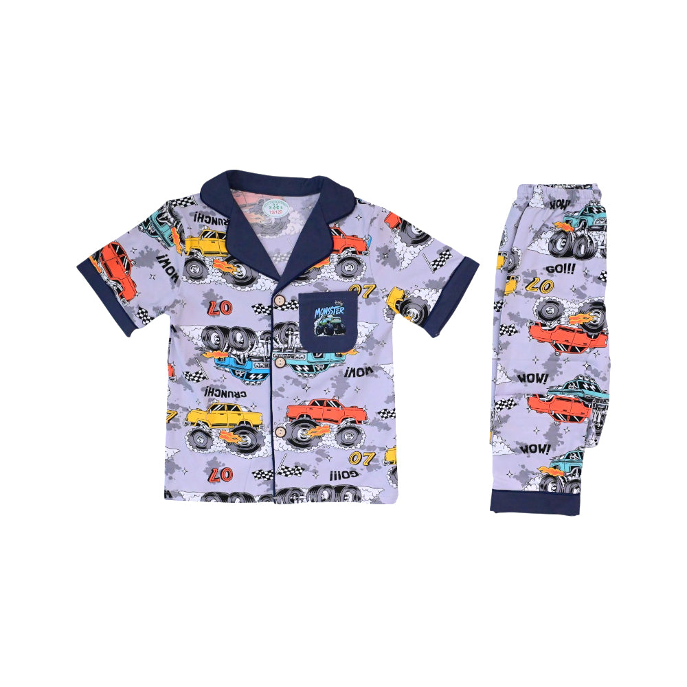 BOYS S/S 2PC SLEEPING SUIT F/O 3-4YEAR D-GREY NO-3 IR-26