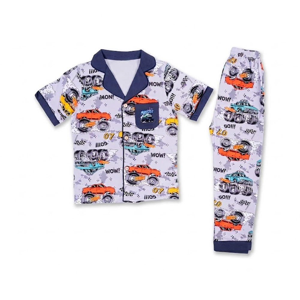BOYS S/S 2PC SLEEPING SUIT F/O 5-6YEAR D-GREY NO-3 IR-26