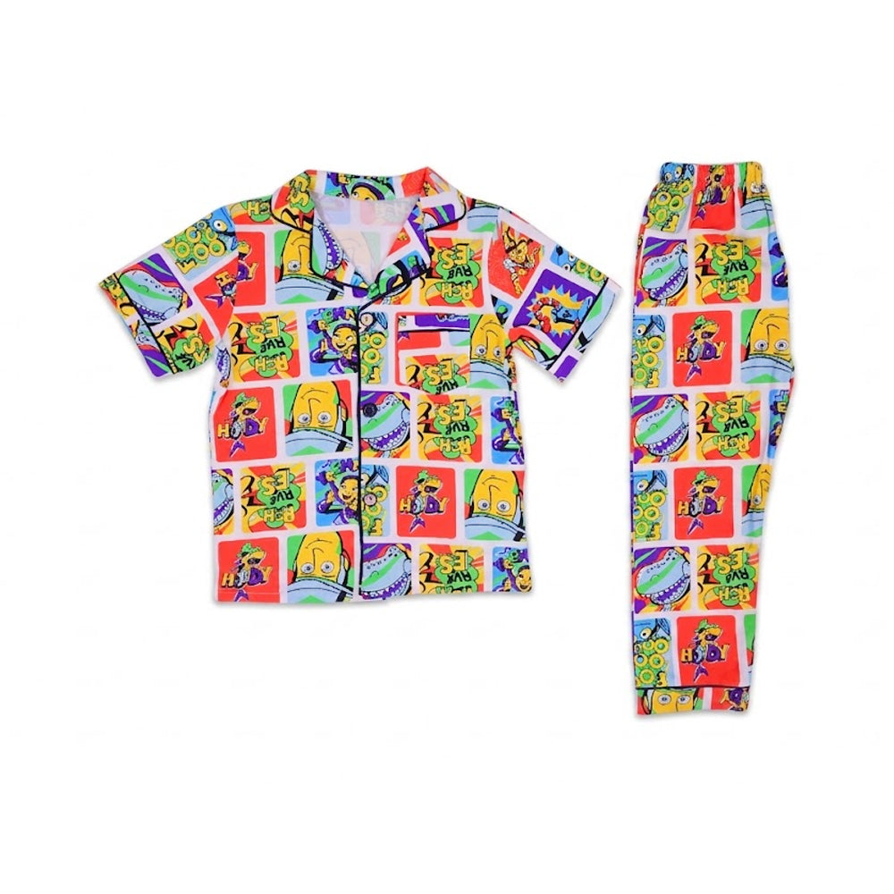 BOYS S/S 2PC SLEEPING SUIT F/O 4-5YEAR MULTI COL NO-7 IR-26