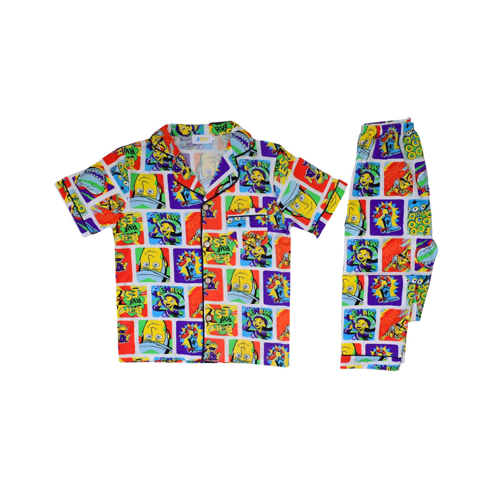 BOYS S/S 2PC SLEEPING SUIT F/O 7-8YEAR MULTI COL NO-7 IR-26