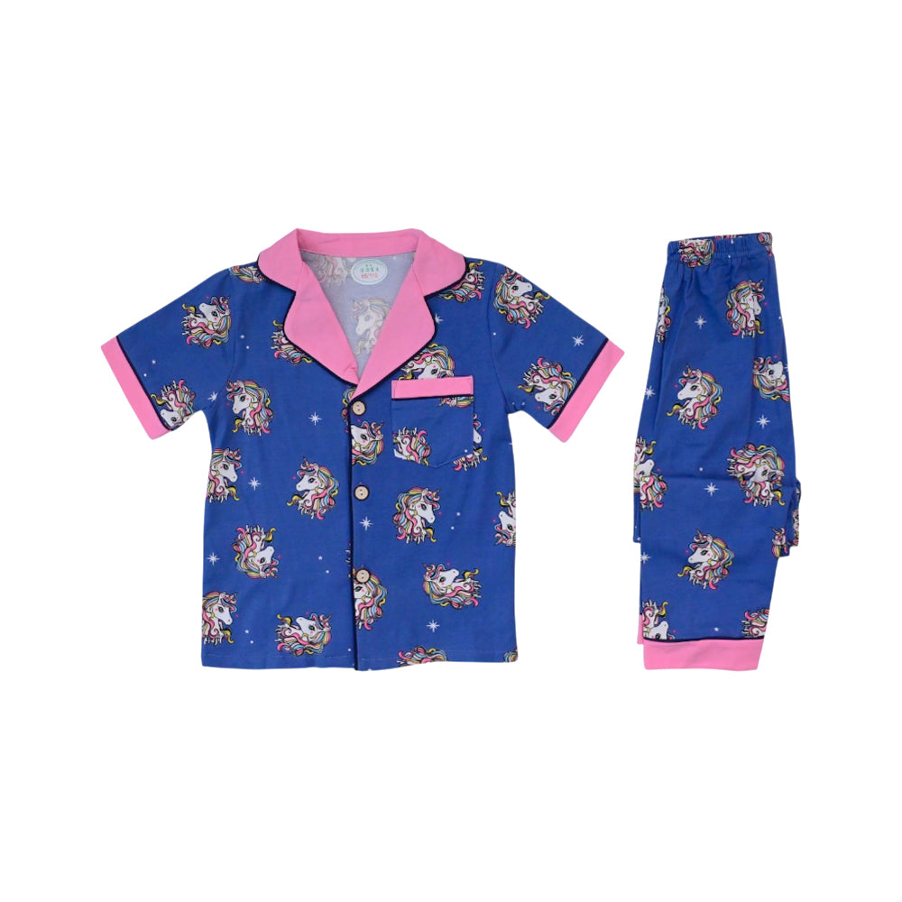 GIRLS S/S 2PC SLEEPING SUIT F/O 2-3YEAR PINK/D-GREY NO-8 IR-