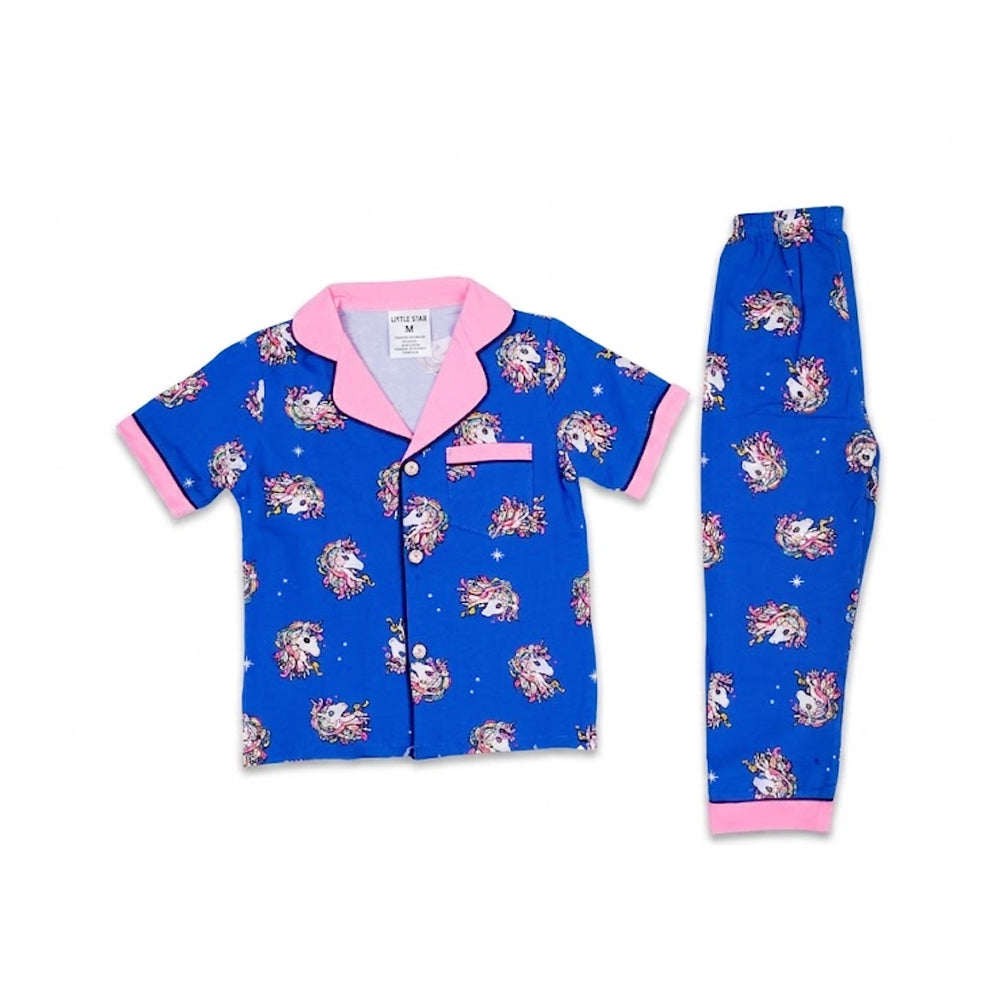 GIRLS S/S 2PC SLEEPING SUIT F/O 3-4YEAR PINK/D-GREY NO-8 IR-