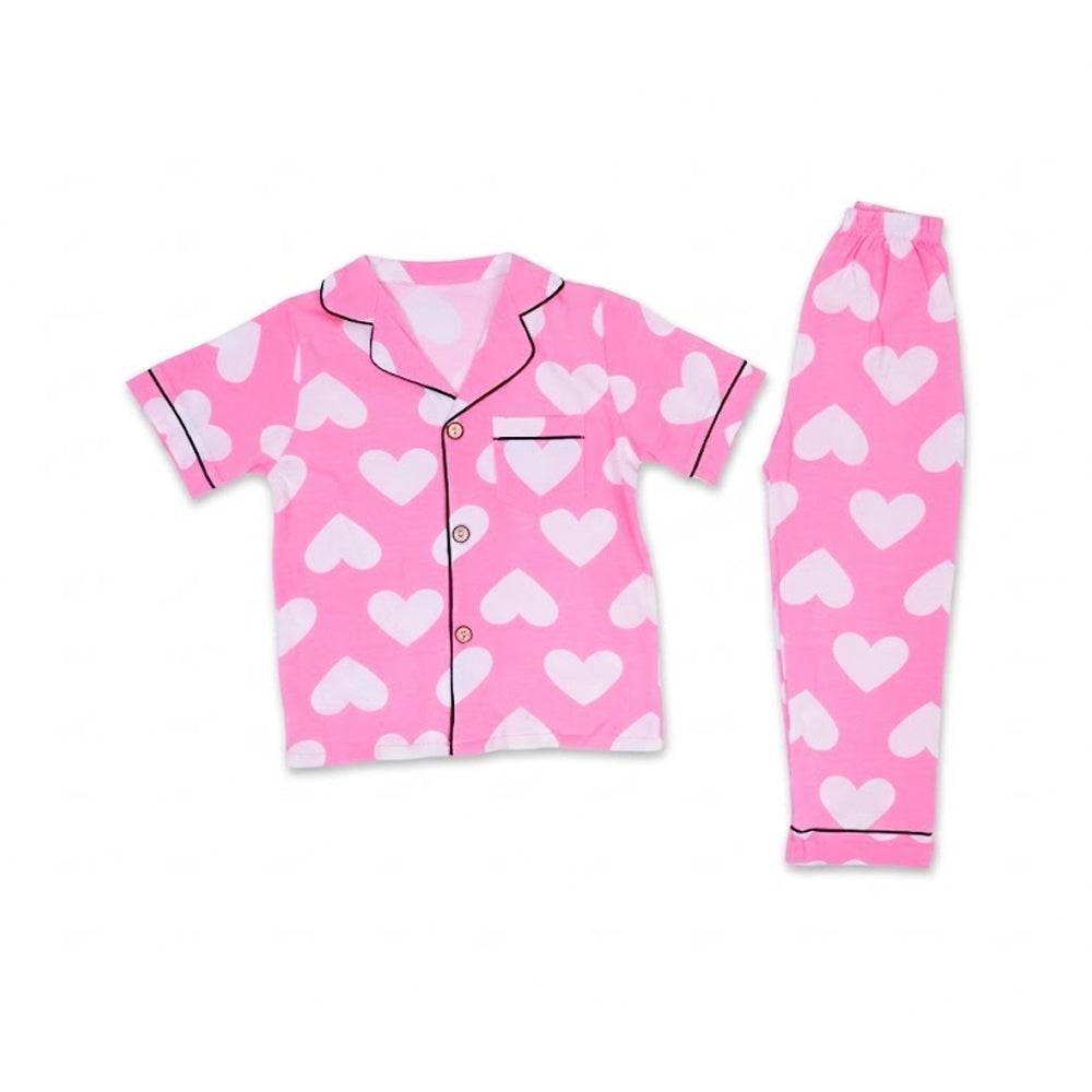 GIRLS S/S 2PC SLEEPING SUIT F/O 3-4YEAR PINK NO-9 IR-26