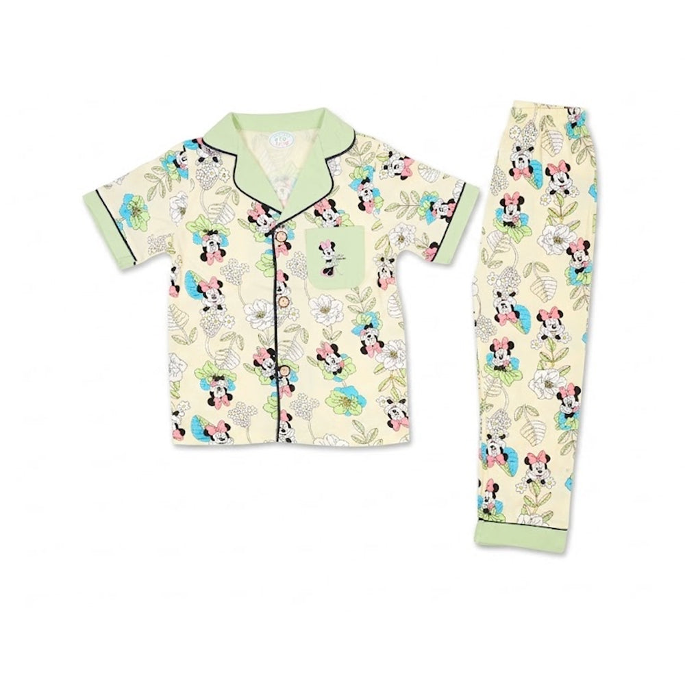 GIRLS S/S 2PC SLEEPING SUIT F/O 3-4YEAR GREEN NO-12 IR-26