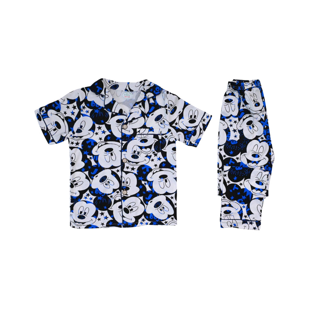 BOYS S/S 2PC SLEEPING SUIT F/O 5-6YEAR WHIOTE PRINTED NO-15