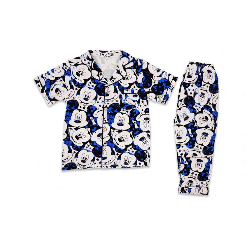 BOYS S/S 2PC SLEEPING SUIT F/O 8-9YEAR WHIOTE PRINTED NO-15