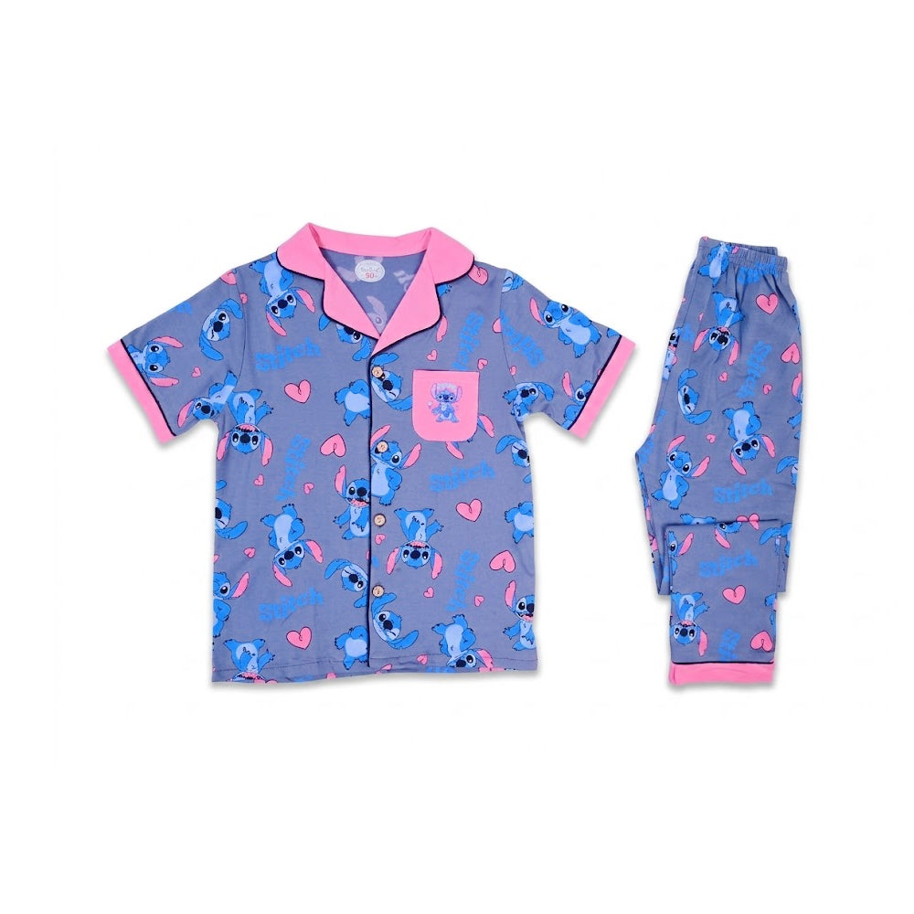 GIRLS S/S 2PC SLEEPING SUIT F/O 7-8YEAR PINK GREY NO-16 IR-2