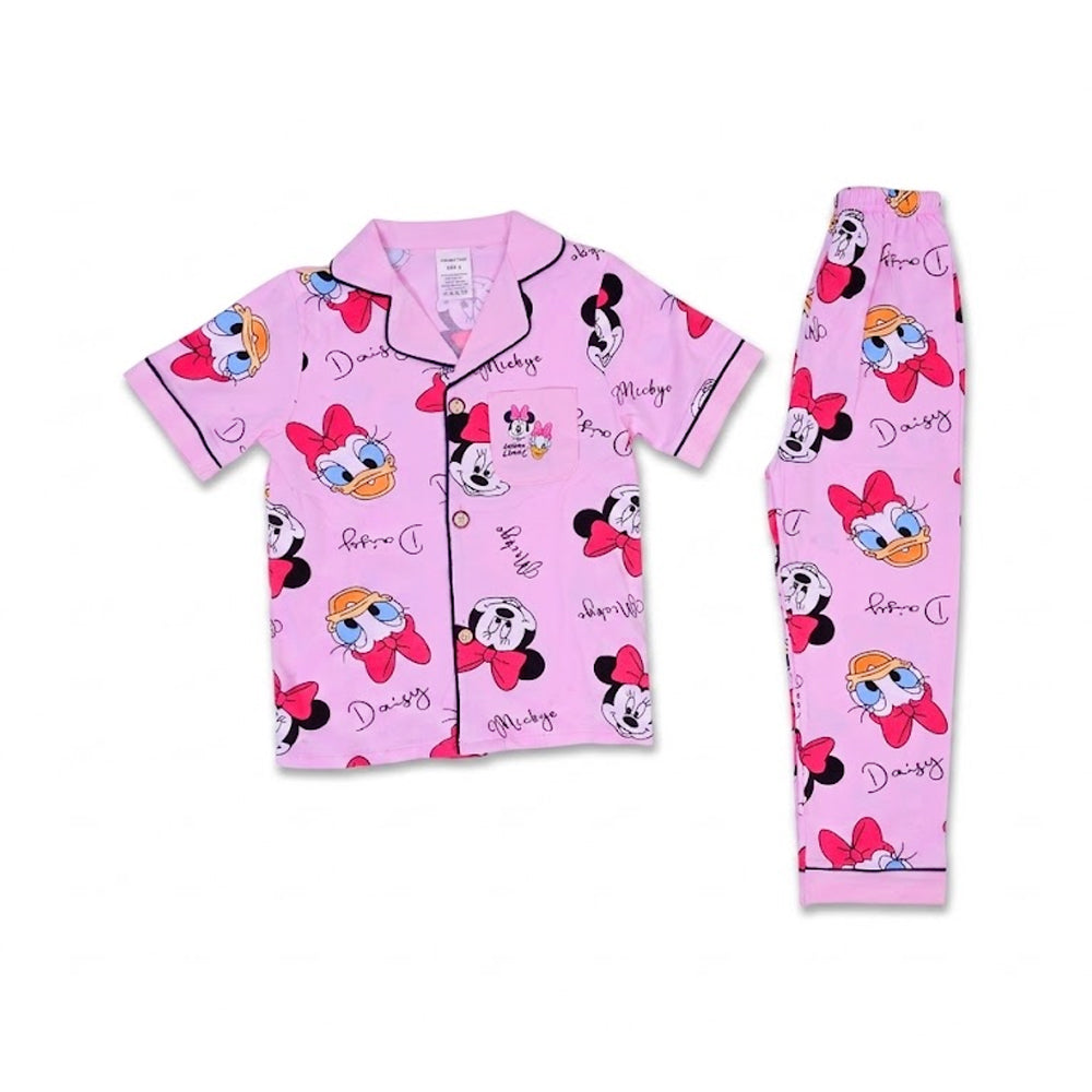 GIRLS S/S 2PC SLEEPING SUIT F/O 4-5YEAR L-PINK NO-18 IR-26