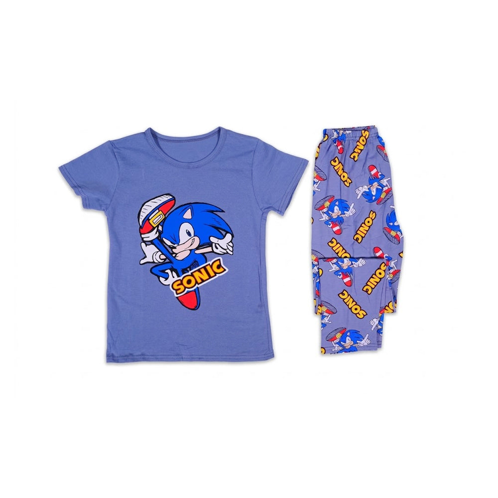 BOYS S/S 2PC SLEEPING SUIT R/NECK 7-8YEAR GREY  NO-19 IR-26