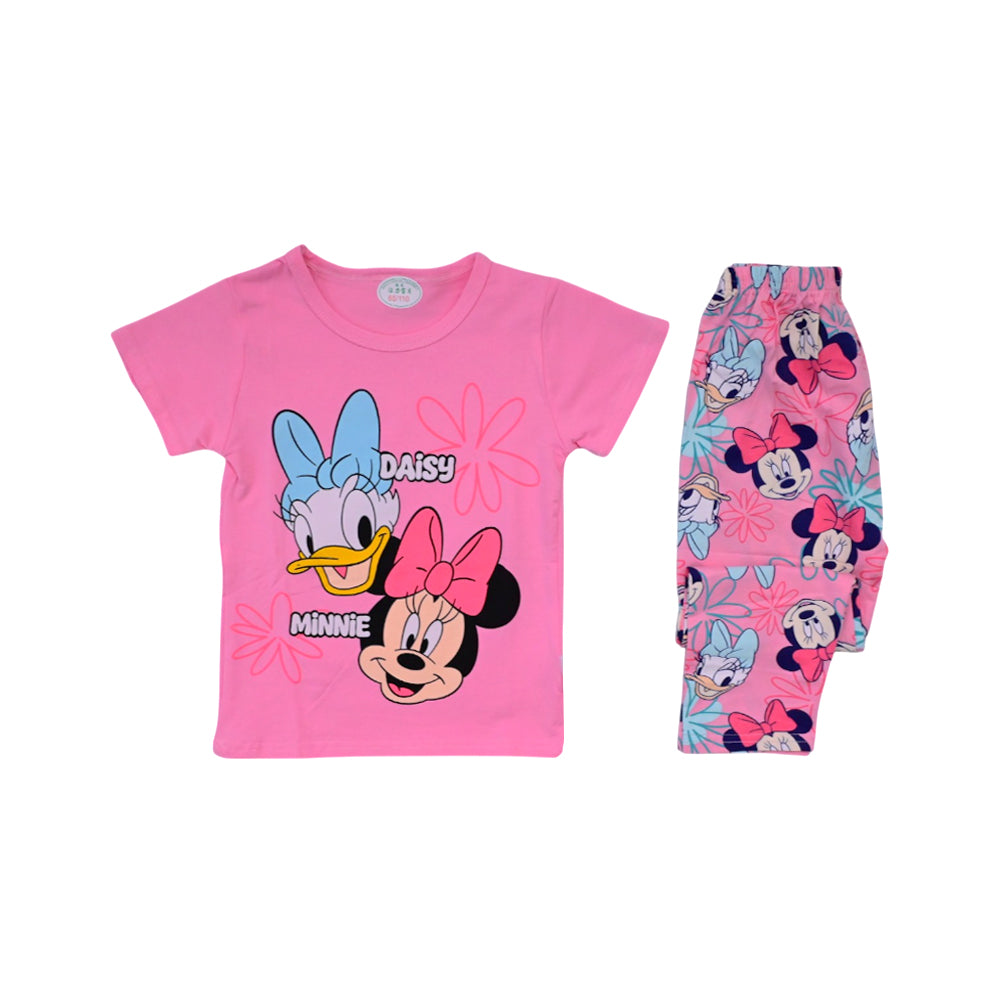 GIRLS S/S 2PC SLEEPING SUIT R/NECK 2-3YEAR PINK NO-24 IR-26