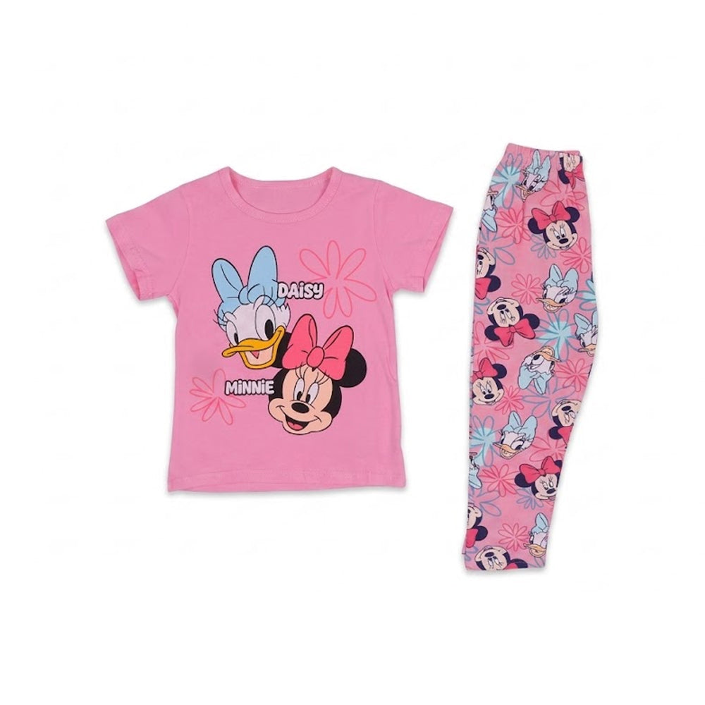 GIRLS S/S 2PC SLEEPING SUIT R/NECK 3-4YEAR PINK NO-24 IR-26