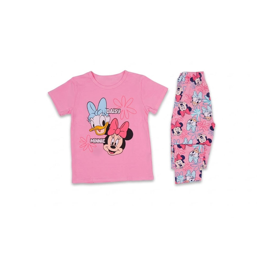 GIRLS S/S 2PC SLEEPING SUIT R/NECK 6-7YEAR PINK NO-24 IR-26