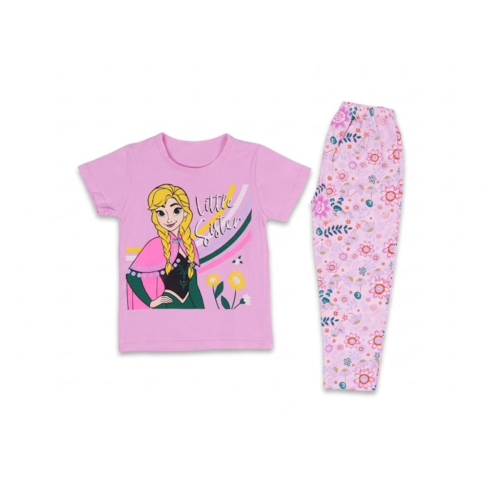 GIRLS S/S 2PC SLEEPING SUIT R/NECK 4-5YEAR PINK NO-26 IR-26