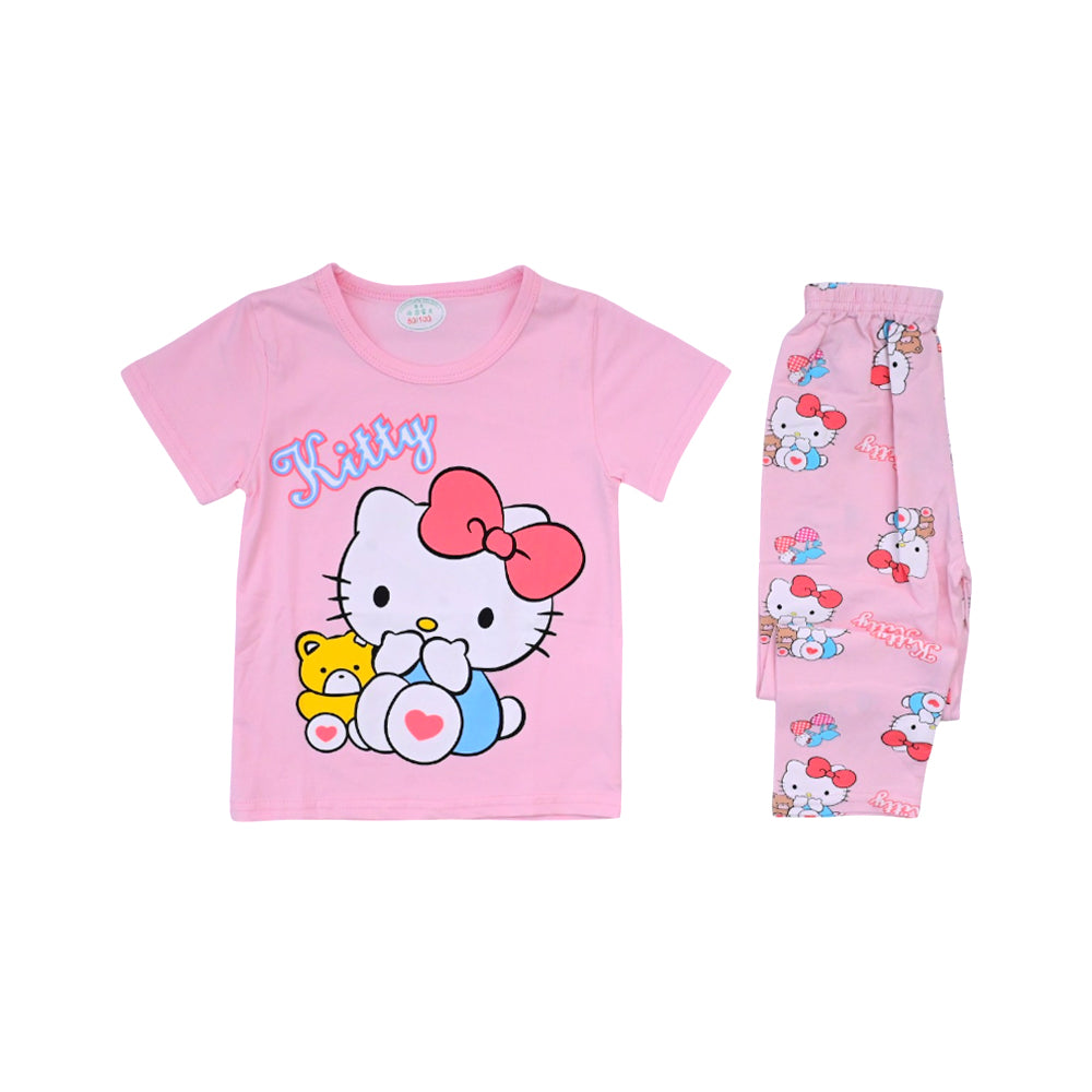 GIRLS S/S 2PC SLEEPING SUIT R/NECK 18-24M L-PEACH NO-27 IR-2
