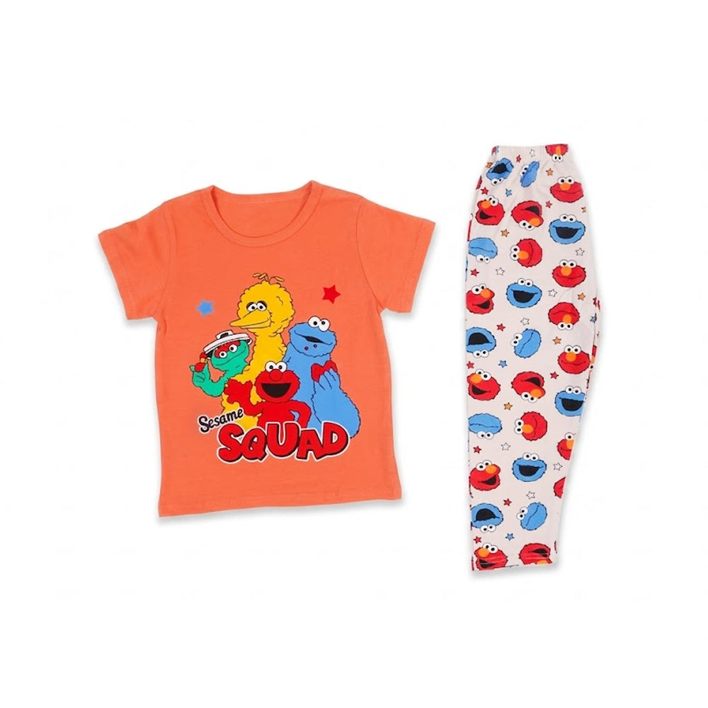 GIRLS S/S 2PC SLEEPING SUIT ROUND NECK 3-4YEAR ORANGE NO-29