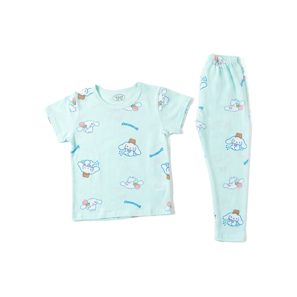 GIRLS S/S 2PC SLEEPING SUIT ROUND NECK 3-4YEAR C-GREEN NO-31