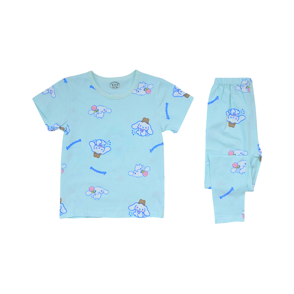 GIRLS S/S 2PC SLEEPING SUIT ROUND NECK 4-5YEAR C-GREEN NO-31