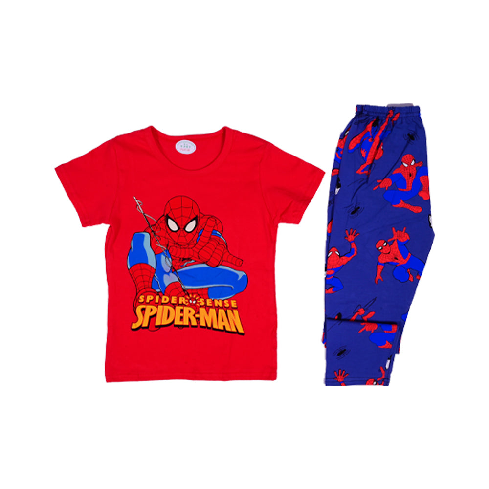 BOYS S/S 2PC SLEEPING SUIT ROUND NECK 4-5YEAR RED NO-32 IR-2