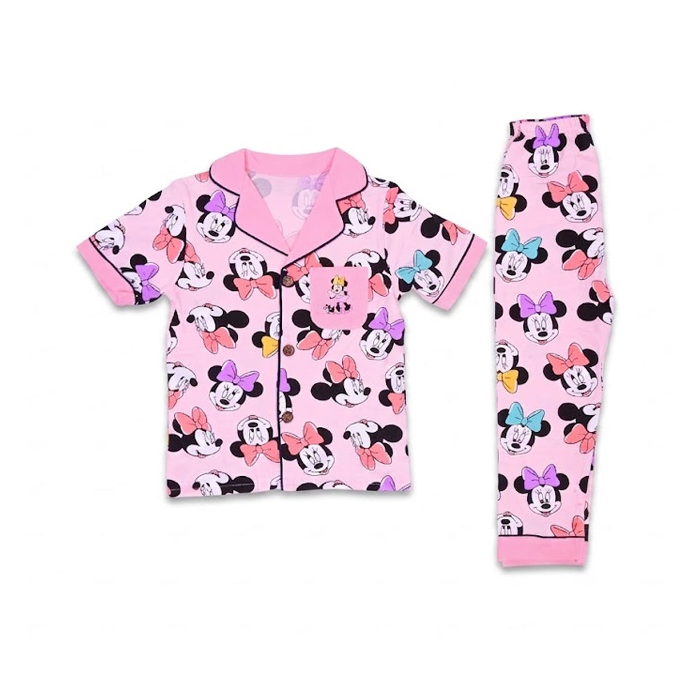 GIRLS S/S 2PC SLEEPING SUIT F/O 3-4YEAR PINK NO-38 IR-26