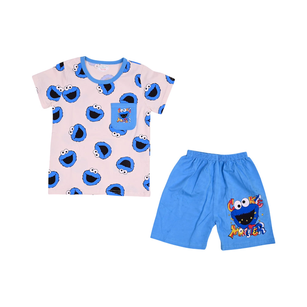 BOYS S/S 2PC KNICKER SUIT 3-4YEAR L-GREY/BLUE NO-51 IR-26