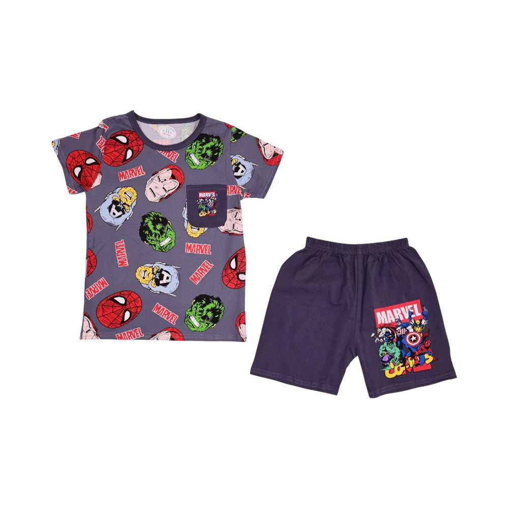 BOYS S/S 2PC KNICKER SUIT 4-5YEAR D-GREY NO-52 IR-26