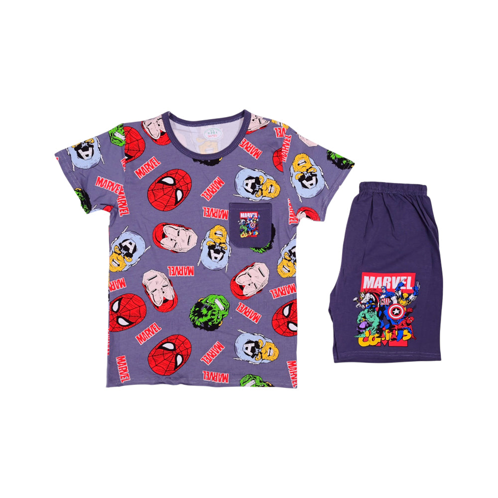 BOYS S/S 2PC KNICKER SUIT 7-8YEAR D-GREY NO-52 IR-26