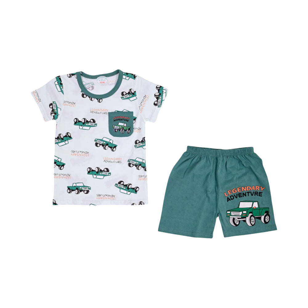 GIRLS S/S 2PC KNICKER SUIT 12-18M GREEN PRINTED NO-55 IR-26