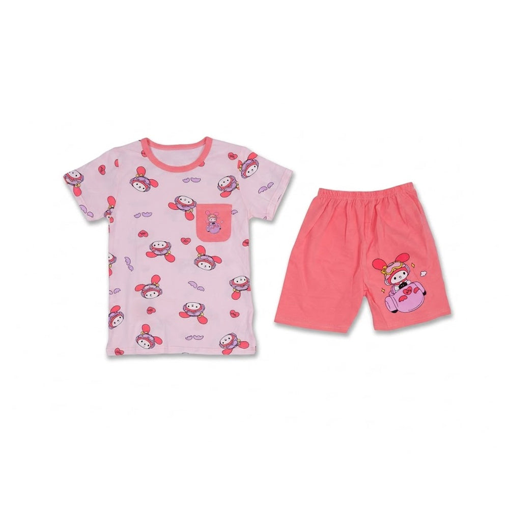 GIRLS S/S 2PC KNICKER SUIT 5-6YEAR PINK NO-56 IR-26