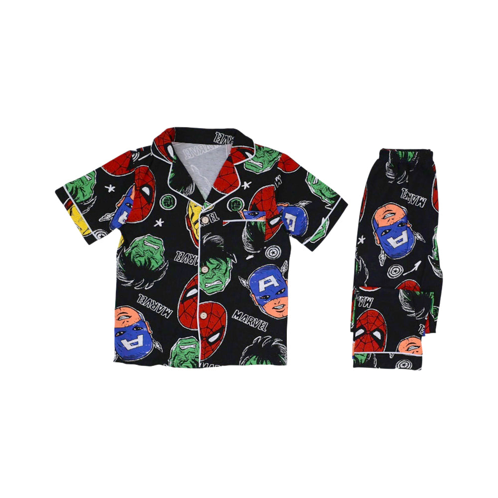 BOYS S/S 2PC SLEEPING SUIT F/O 3-4YEAR BLACK PRINTED NO-58 I