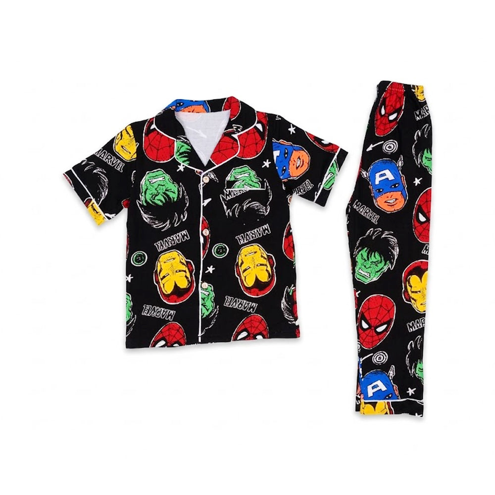 BOYS S/S 2PC SLEEPING SUIT F/O 5-6YEAR BLACK PRINTED NO-58 I