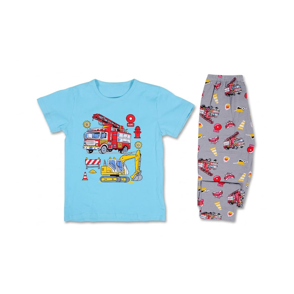 BOYS S/S 2PC SLEEPING SUIT ROUND NECK 7-8YEAR C-GREEN NO-40