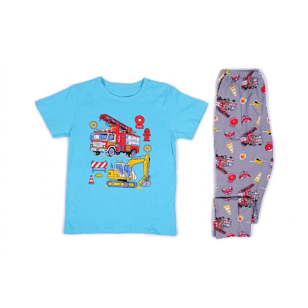 BOYS S/S 2PC SLEEPING SUIT ROUND NECK 8-9YEAR C-GREEN NO-40