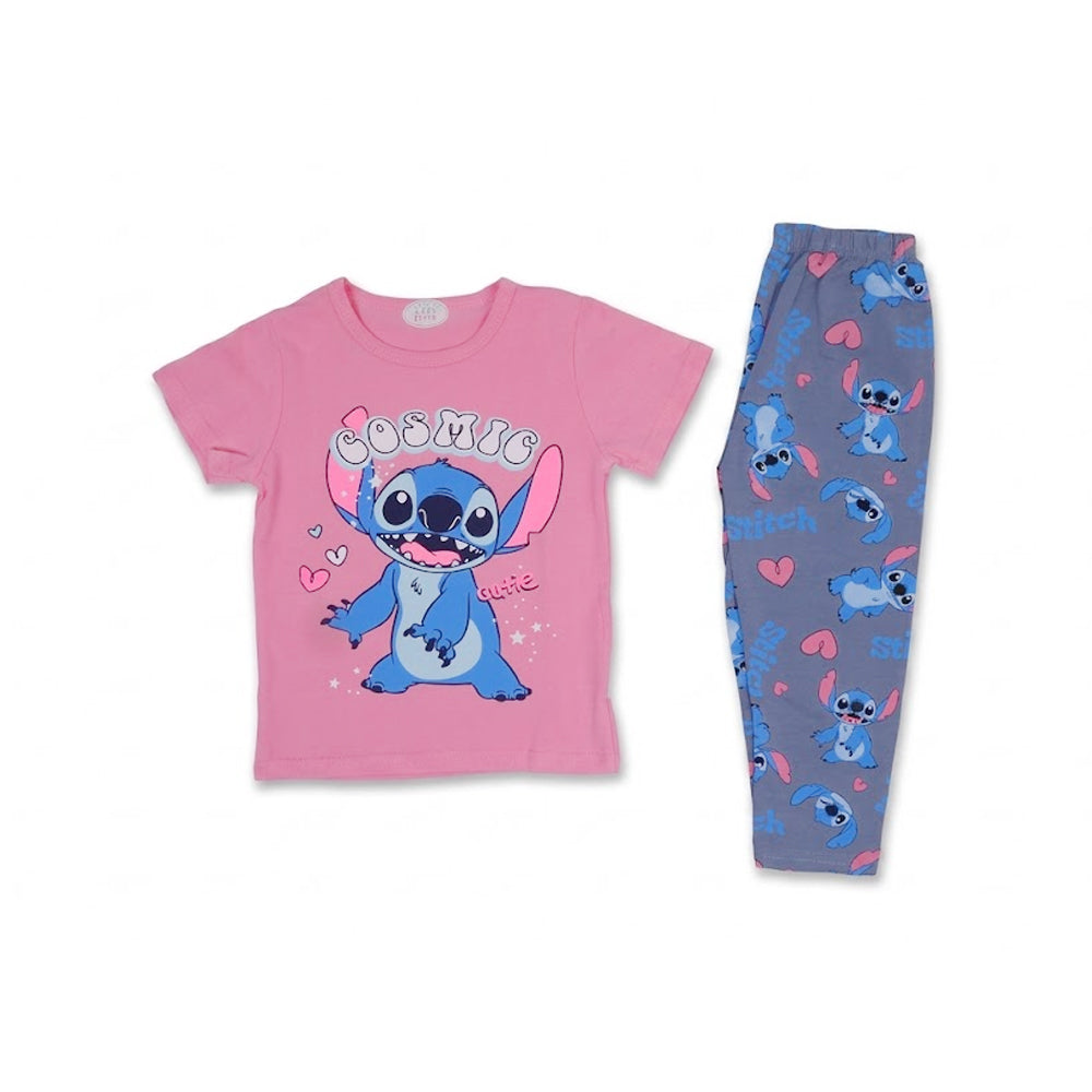 GIRLS S/S 2PC SLEEPING SUIT ROUND NECK 2-3YEAR PINK NO-41 IR