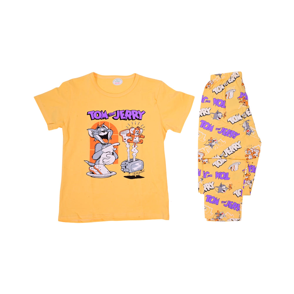 BOYS S/S 2PC SLEEPING SUIT ROUND NECK 8-9YEAR YELLOW NO-42 I