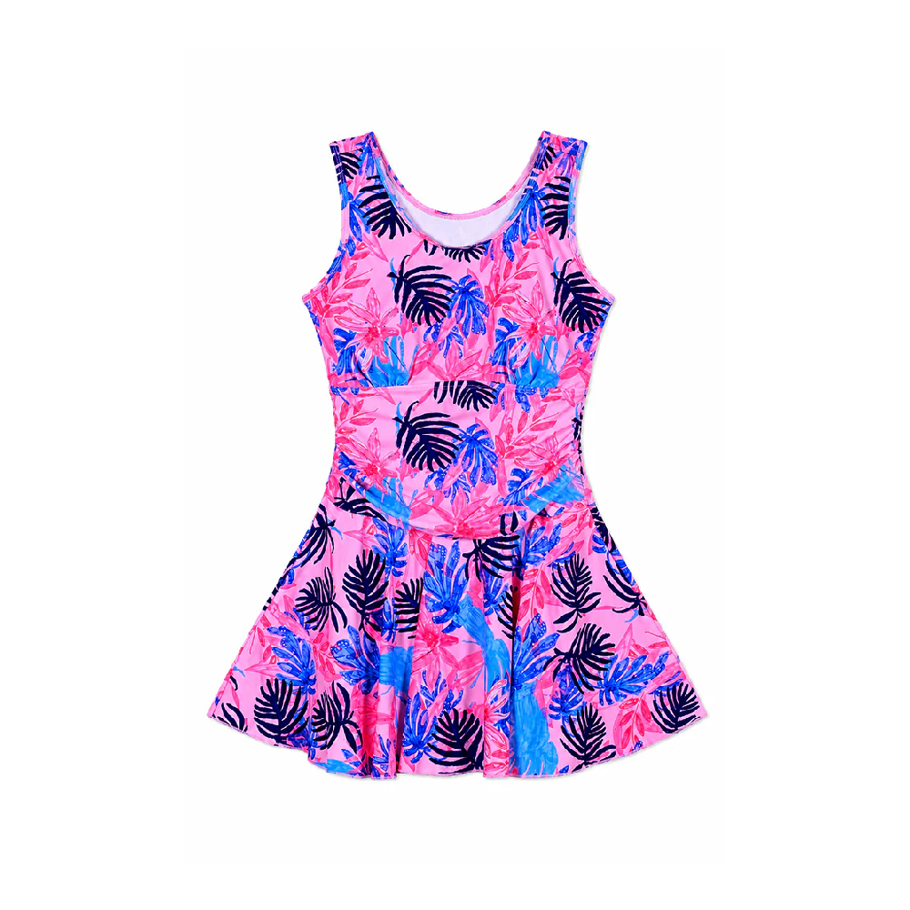LADIES S/L SWIMMING COSTUME PINK TROPICAL 4XL IR-25 31626