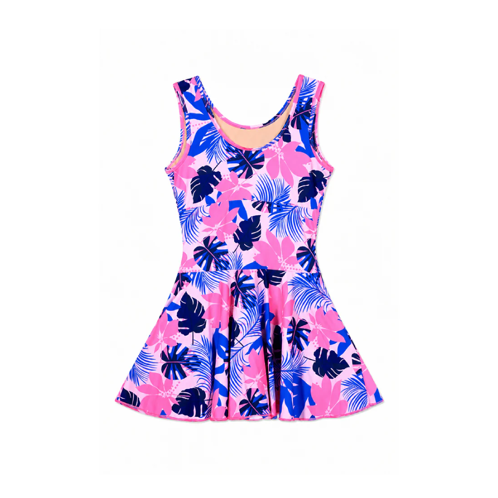 LADIES S/L SWIMMING COSTUME PINK TROPICAL-2 4XL IR-25 31626